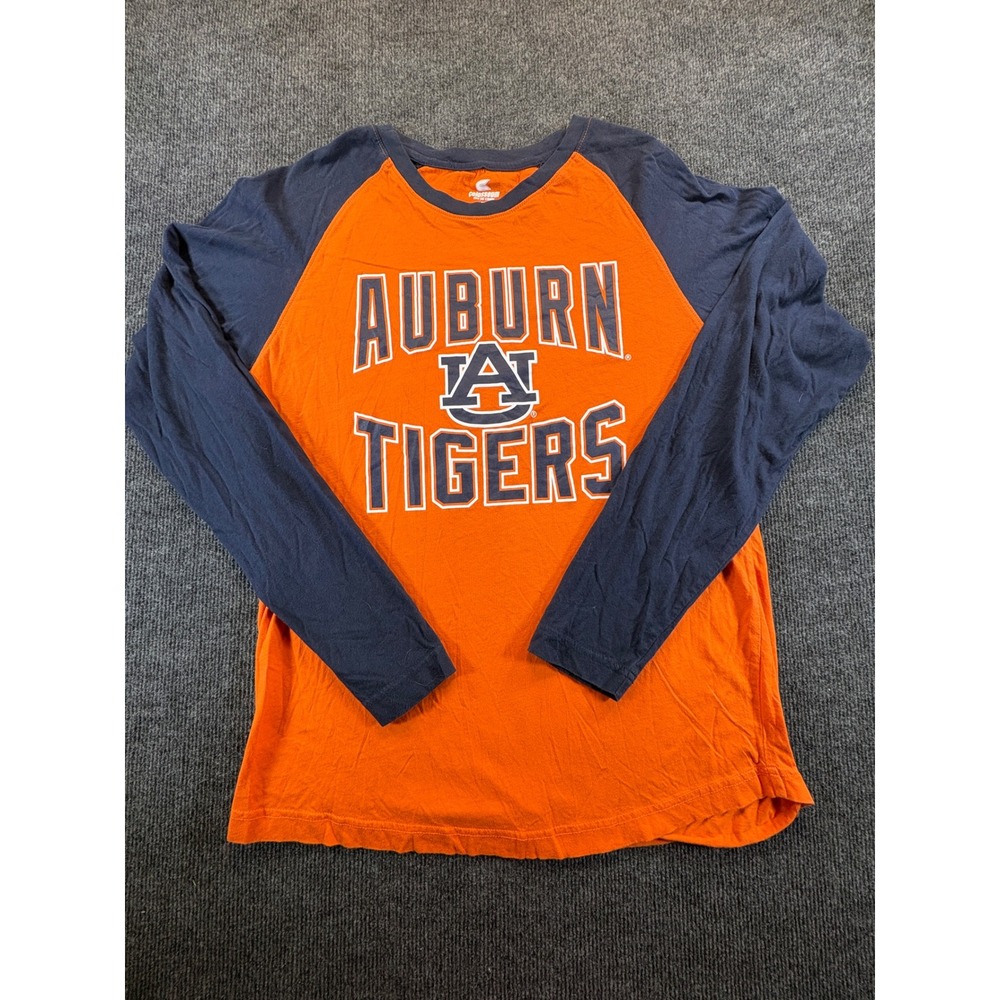Colosseum Auburn Tigers Mens L Long Sleeve Raglan Tee Orange Navy Blue Cotton